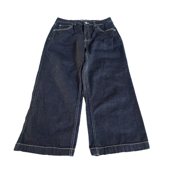 Topshop Moto High Rise Wide Leg Capri Jeans Dark Blue Size 30 - Picture 6 of 6